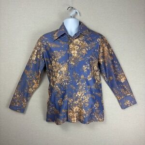 Vtg 70s Lucien Piccard Button Up Mens M Long Sleeve Retro Boho Western Floral